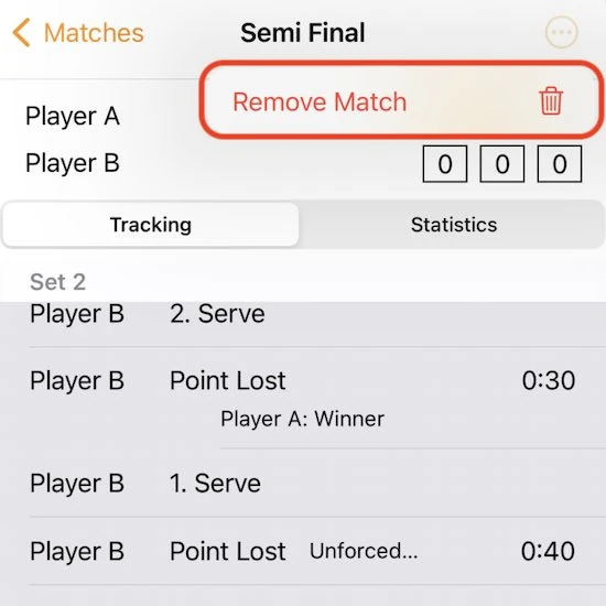 remove shared match menu
