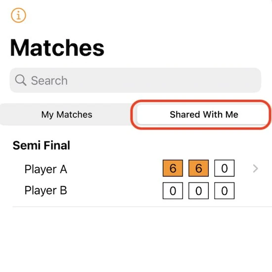 share matches screen