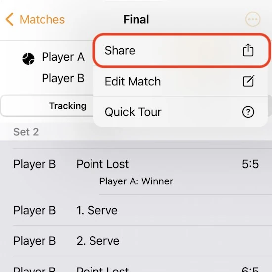 sharing match menu
